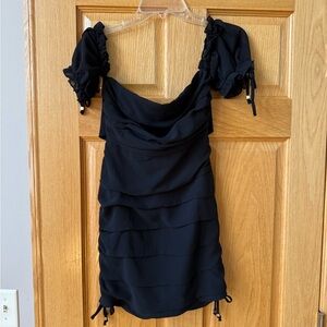 Showpo Black Ruched Mini Dress